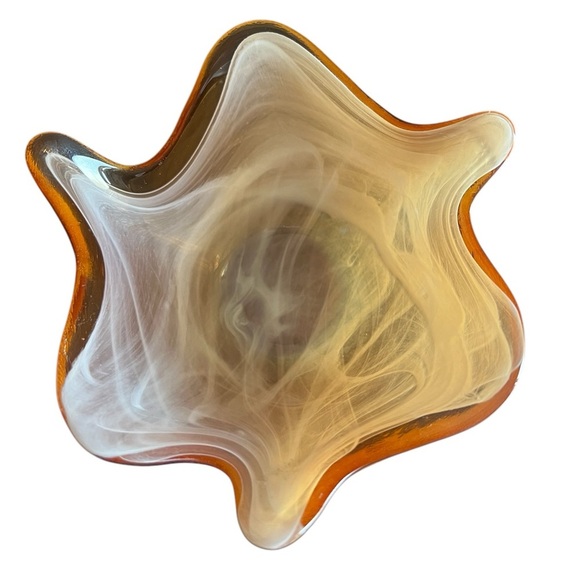 Ruffle Glass Bowl Candy Dish Carmel Color 6in - Picture 2 of 3